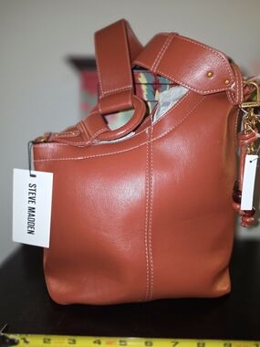 Steve Madden Rust Leather 1/2 Shoulder Bag